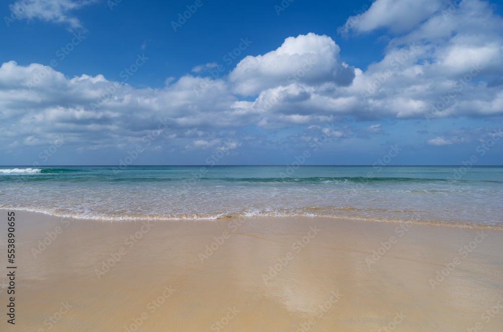 Fototapeta premium Beautiful Beach in summer season at karon beach Phuket Thailand. Concept Travel and tour,Empty beach is famous tourist destination at Phuket Thailand
