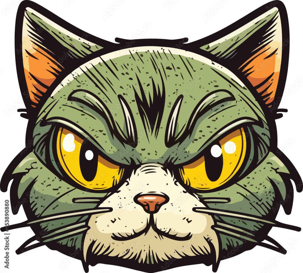 Cat Face Close Up illustration Logo 01, Cat Portrait 