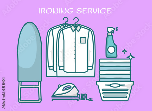 Iron service vector laundry and clothes cleaning