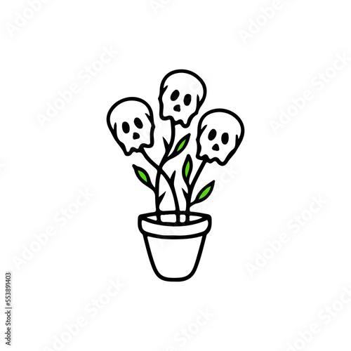 vector illustration of small tree with skull concept