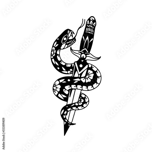 vector illustration of a dagger with a snake