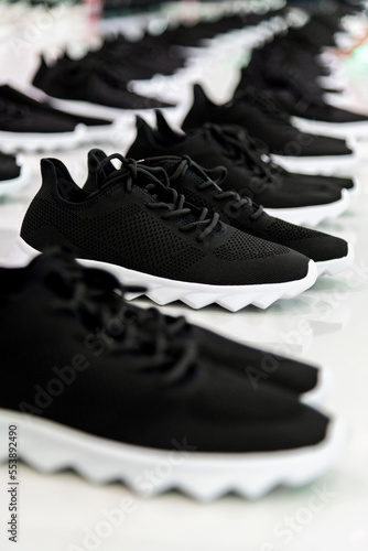 Group of sport shoes in the store