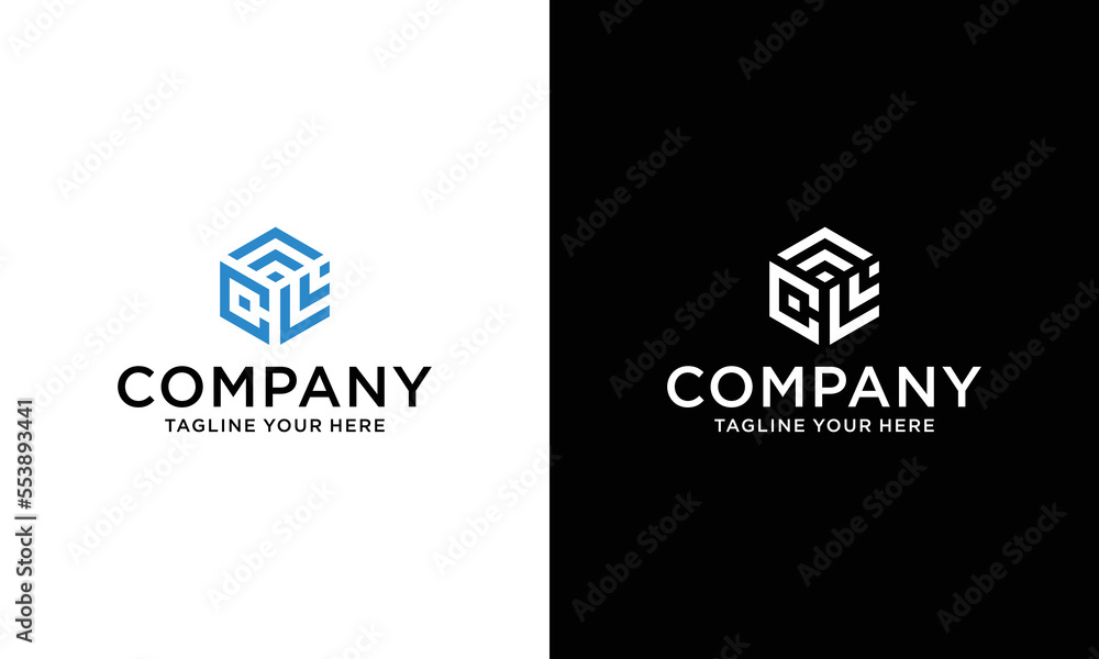 CL initial letters loop linked hexagon monogram logo CL initial letters loop linked hexagon monogram logo