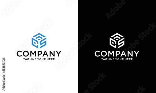 letter cs hexagon logo design vector illustration template