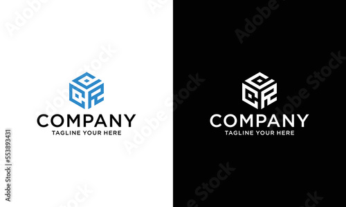 CRD CDR initial letters loop linked hexagon monogram logo