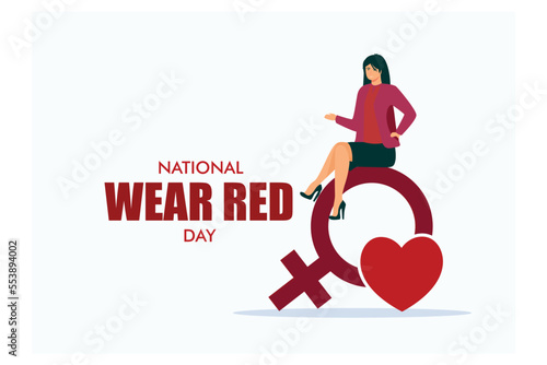 Vector illustration on the theme of National Wear Red day on February 7th, flat vector modern illustration