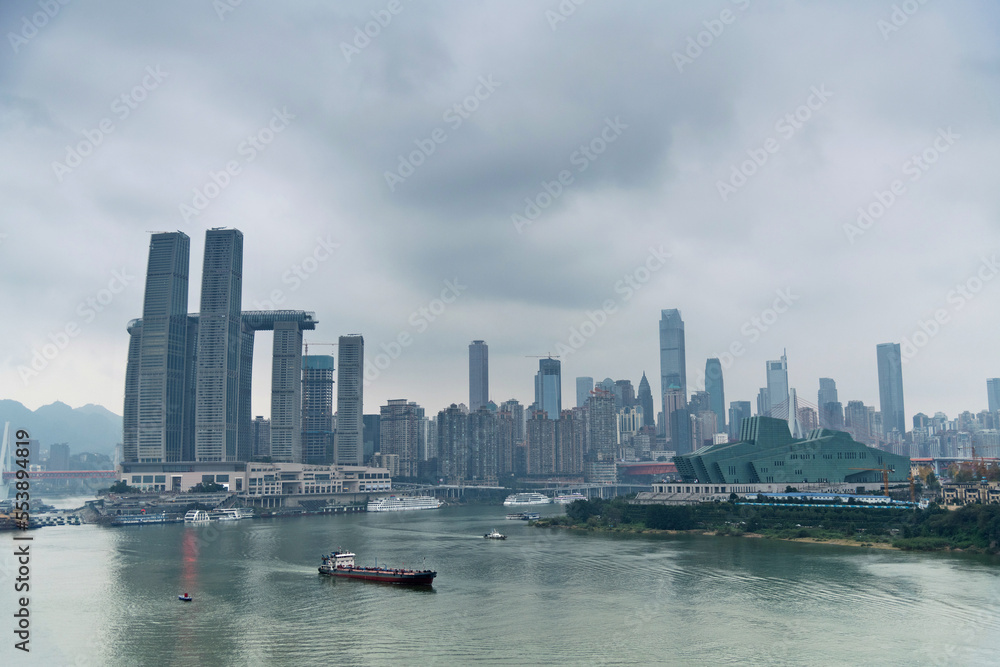 Fototapeta premium Chongqing city in China at cloudy day