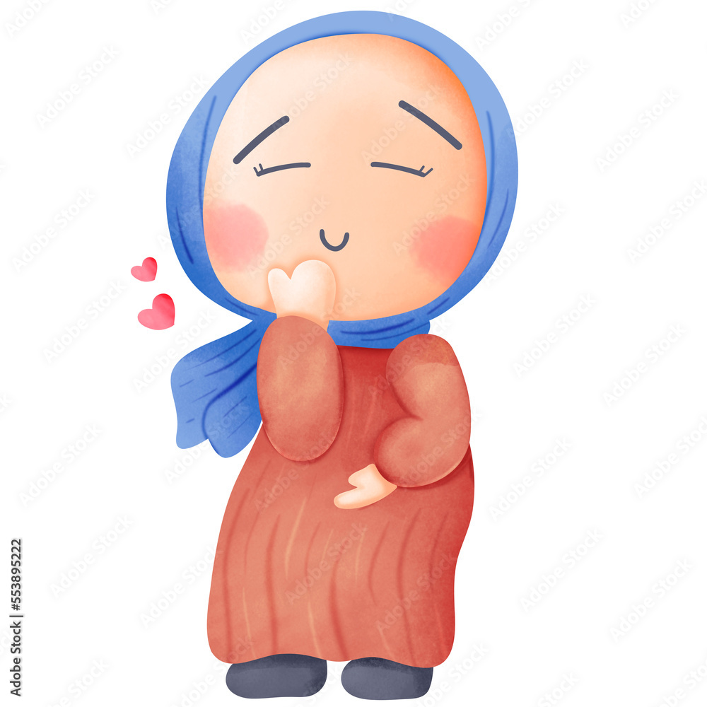 Cute Hijab In Love Illustration Clipart Cute Hijab In Love Illustration Clipart