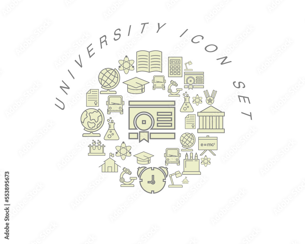 Vector university icon set Vector university icon set