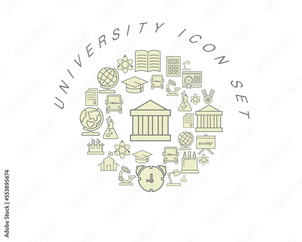 Vector university icon set 