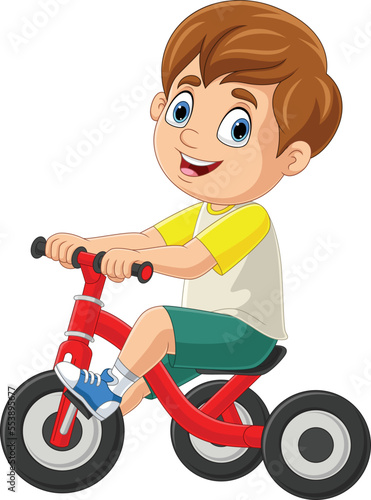 Cute little boy cartoon riding bicycle