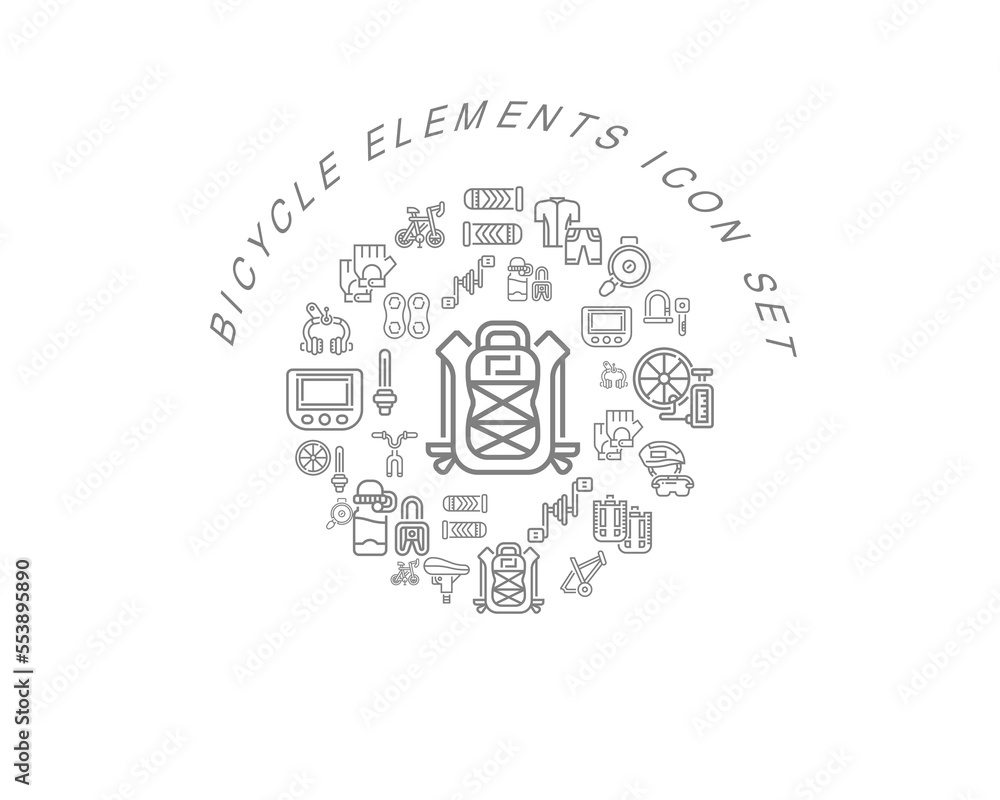 Vector bicycle elements icon set Vector bicycle elements icon set
