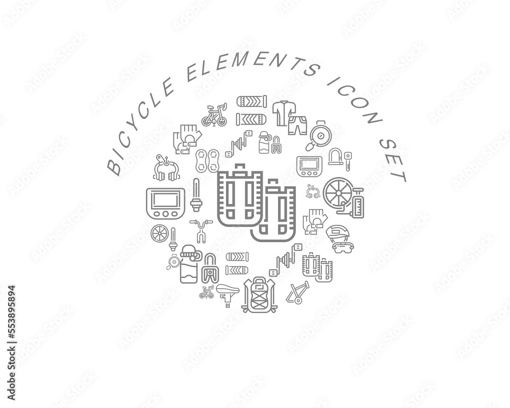 Vector bicycle elements icon set Vector bicycle elements icon set