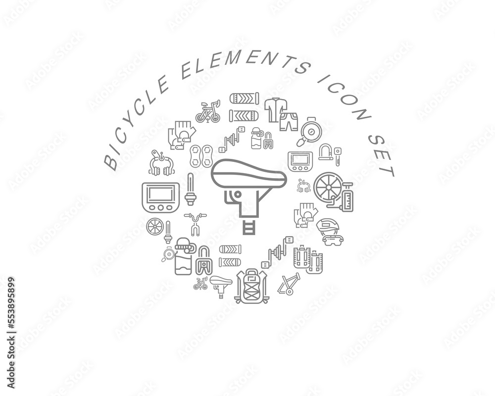 Vector bicycle elements icon set Vector bicycle elements icon set