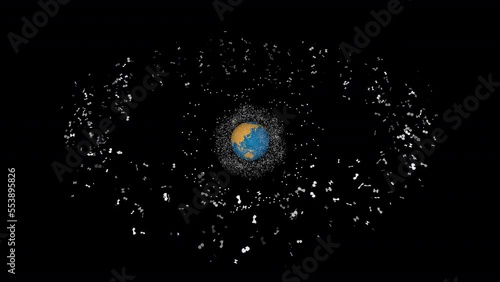 Satellites in low, medium and geosynchronous Earth orbit, Seamless loop. photo