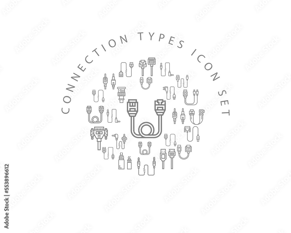 Vector connection types icon set