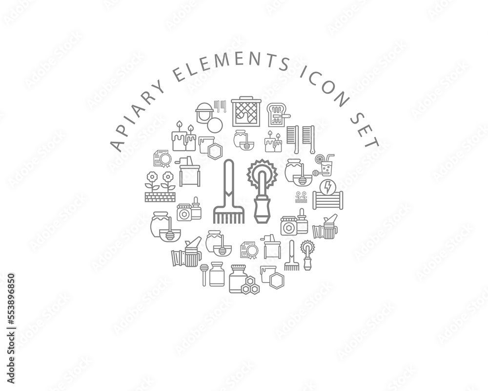 Vector apiary elements icon set 