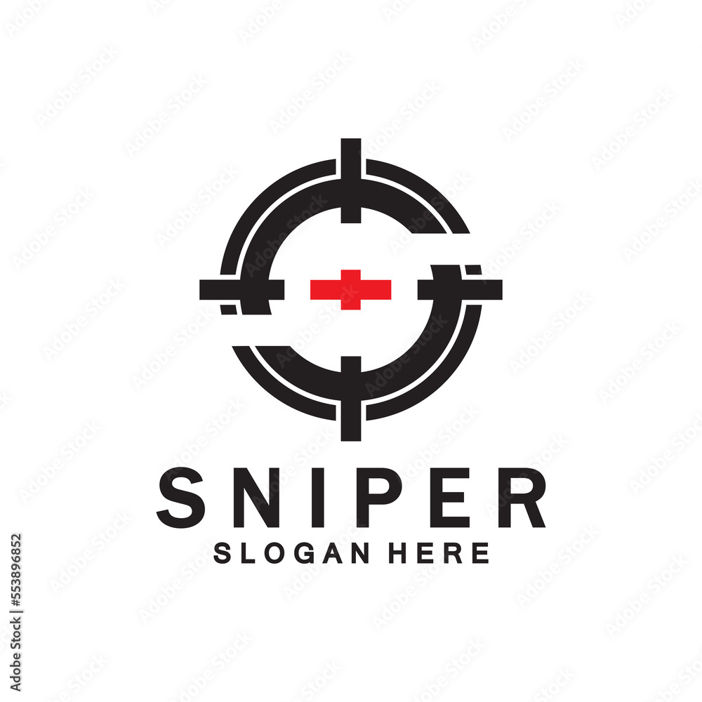 Obraz premium Sniper Aim Target Vector Logo. Initial S Target Logo Vector