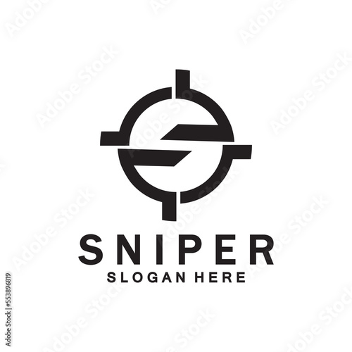 Sniper Aim Target Vector Logo. Initial S Target Logo Vector photo