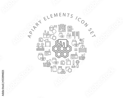 Vector apiary elements icon set 