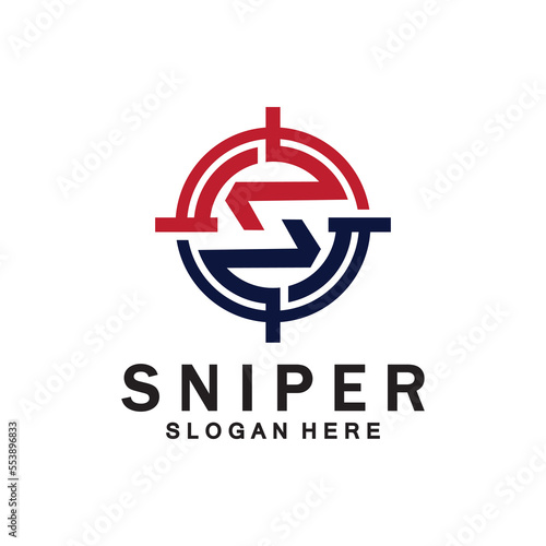 Sniper Aim Target Vector Logo. Initial S Target Logo Vector