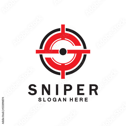 Sniper Aim Target Vector Logo. Initial S Target Logo Vector
