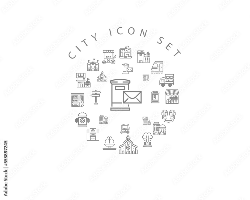 Vector city icon set Vector city icon set