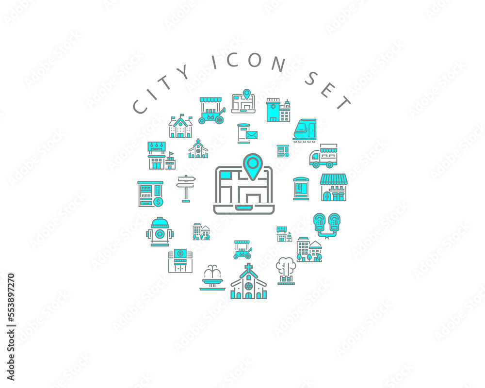 Vector city icon set Vector city icon set