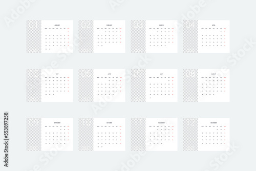 2023 Desk Calendar Design Template 