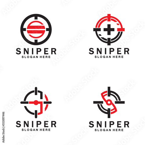 Sniper Aim Target Vector Logo. Initial S Target Logo Vector