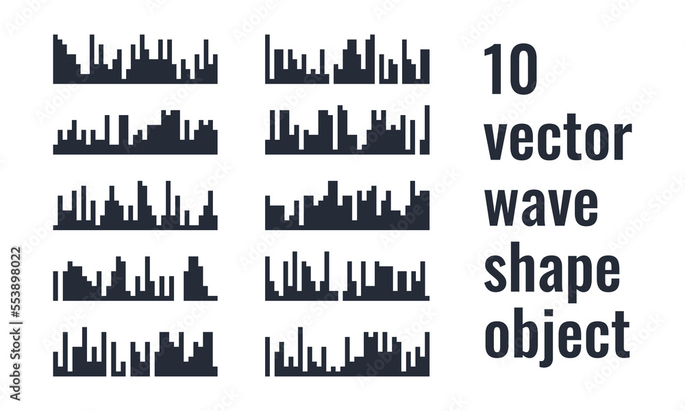 10 vector wave object shape, building wave shape for any design