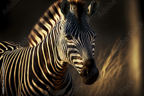 Zebra close up portrait. Digital artwork