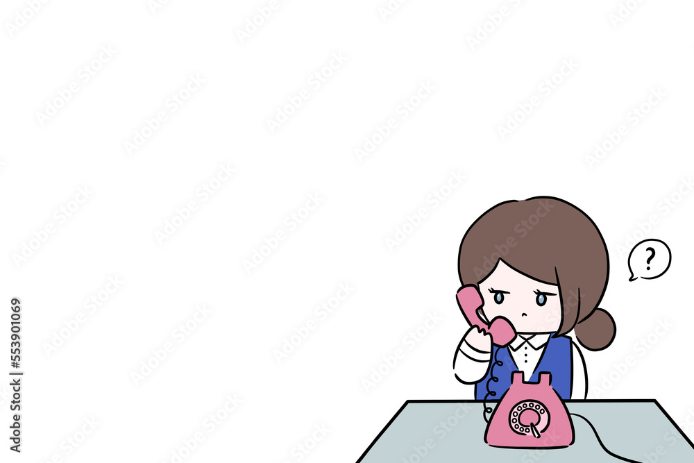 カスタマーサポート　女性　無言電話　イラスト