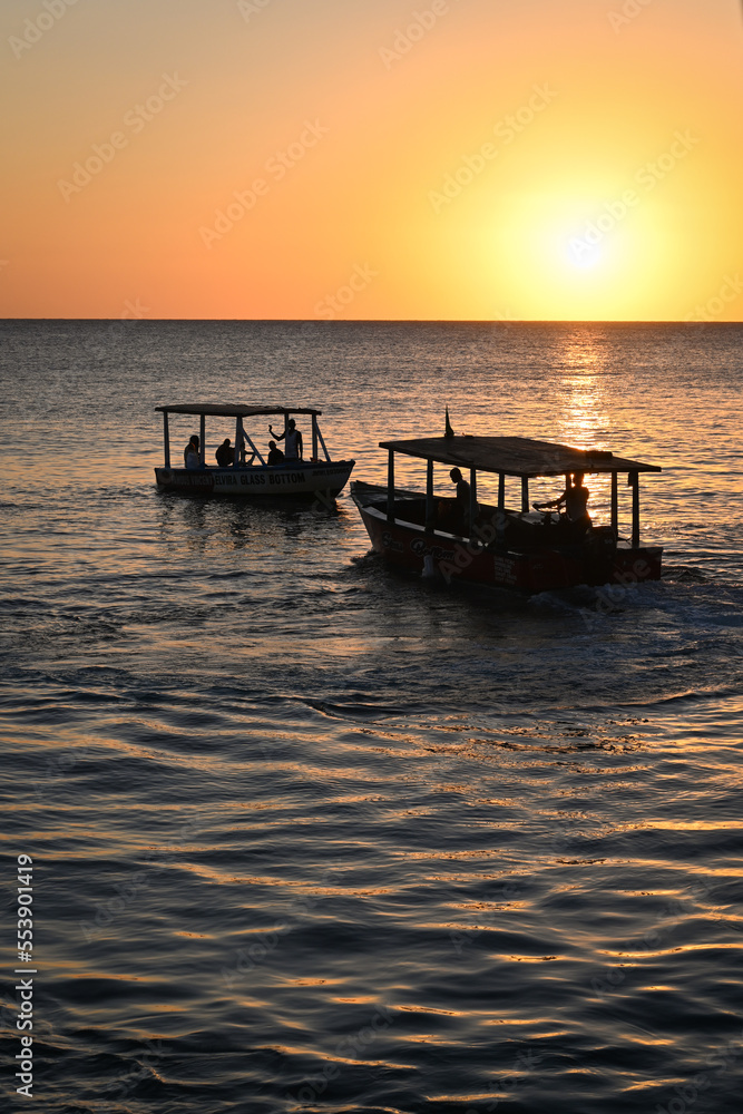 Sunset and boat in Jamaica Sunset and boat in Jamaica
