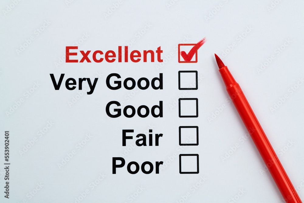 Tick the excellent box on customer feedback form Tick the excellent box on customer feedback form