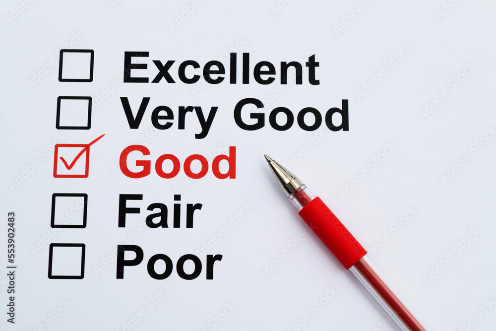 Tick the good box on customer feedback form Tick the good box on customer feedback form