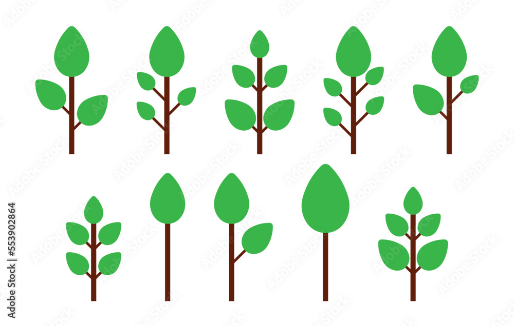 Animated Trees Collection in Flat Vector Illustration