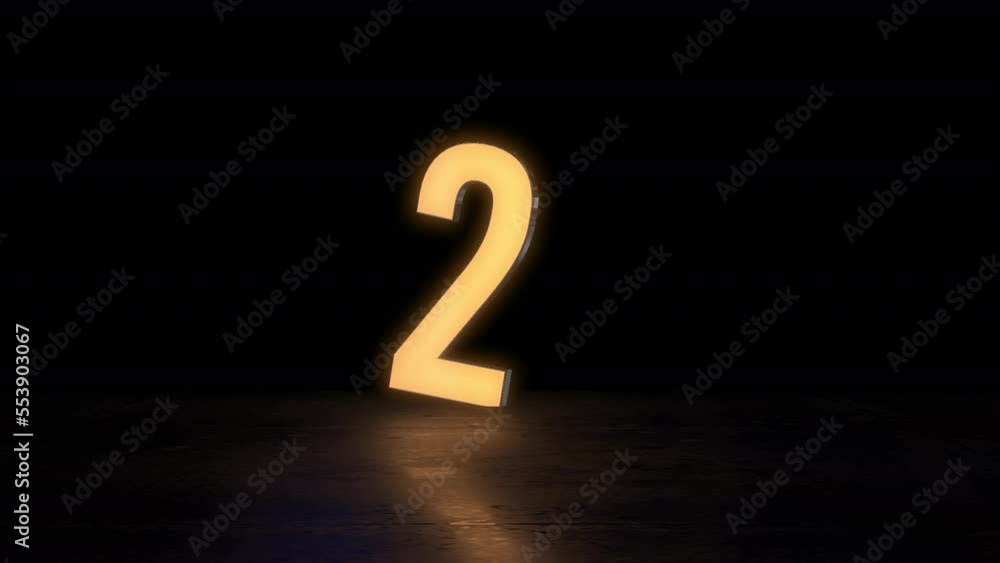GOLDEN GLOWING NUMBER TWO AT BLACK BACKGROUND 02 - NUMBER TWO GOLDEN GLOWING NUMBER TWO AT BLACK BACKGROUND 02 - NUMBER TWO