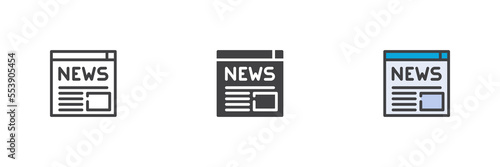 Online news different style icon set