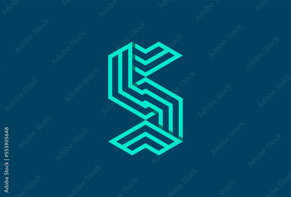 Abstract Letter S Logo, modern letter S formed from hexagonal lines, vector illustration Abstract Letter S Logo, modern letter S formed from hexagonal lines, vector illustration