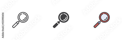 Magnifying glass different style icon set