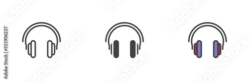 Wireless headphones different style icon set