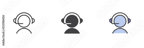 Call center operator different style icon set