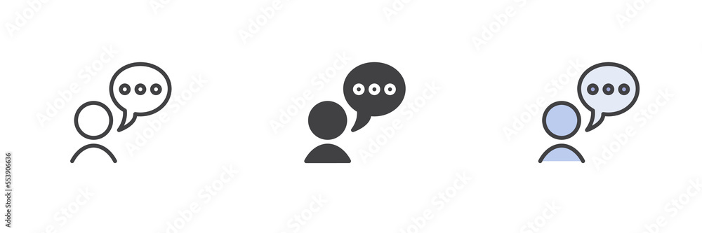 User speech bubble different style icon set User speech bubble different style icon set