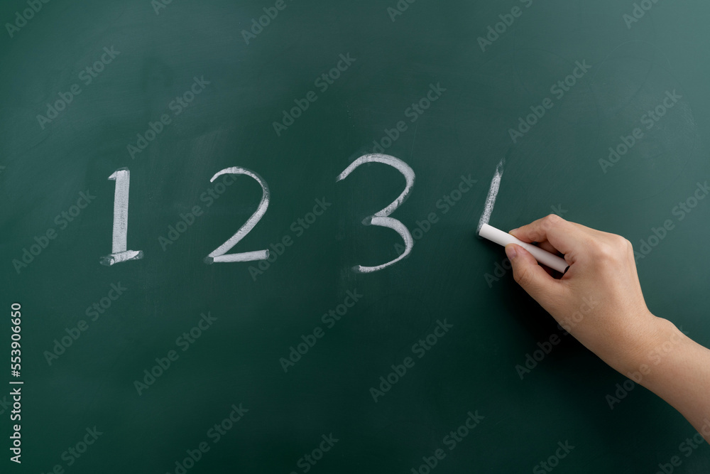 Number 1 2 3 written on blackboard Number 1 2 3 written on blackboard