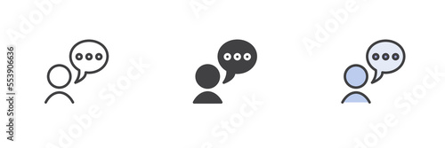 User speech bubble different style icon set