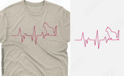 Cat  Heartbeat T-Shirt Cat Lover design