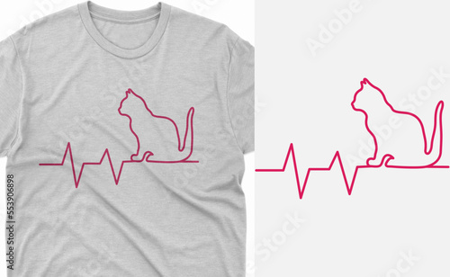 Cat  Heartbeat T-Shirt Cat Lover design