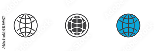 Earth globe different style icon set