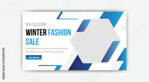 Winter fashion sale YouTube thumbnail banner design. Modern and creative YouTube thumbnail banner.